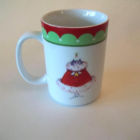 Department 56 Christmas Krinkles Santa Cat Mug by Patience Brewster, 16 oz - Picture 3 of 4